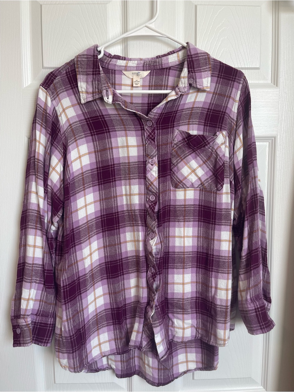 Women’s Plaid Button-Up Shirt - Purple